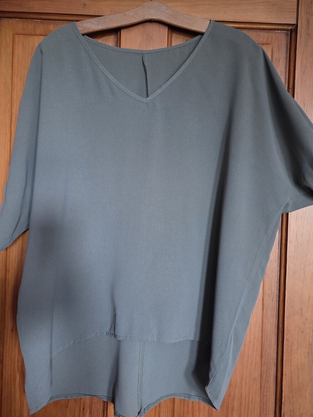 Olive Green V-Neck Relaxed Tunic